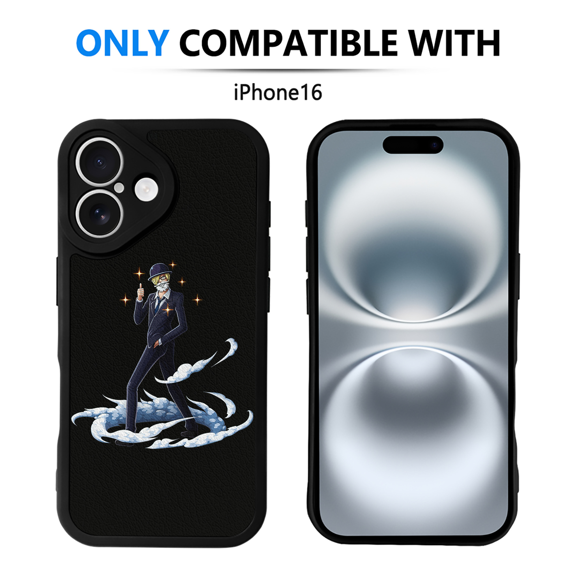 （画像用） ワンピース サンジ ONE PIECE Sanji 【iPhone 16シリーズ対応】シリコンスマホケース（レザー調） 材質：シリコン